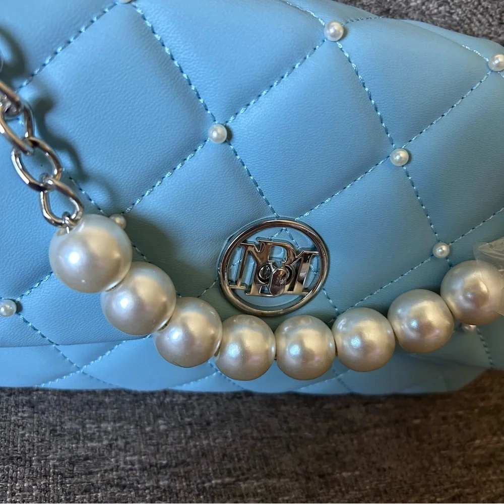 Badgley Mischka Blue Quilted Bag with Removable Crossbody Strap - Picture 3 of 7